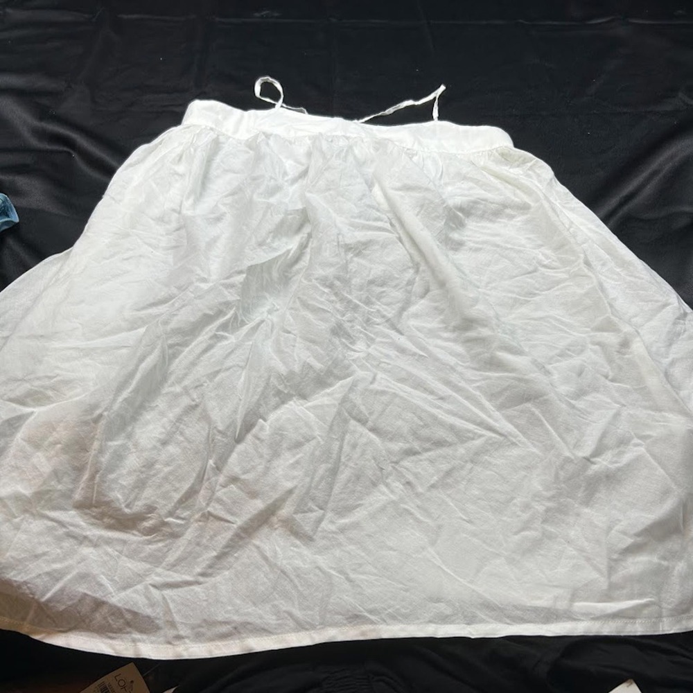 Ann Taylor Loft Beach White Cotton Blend Mini Skirt Tie Side Size S